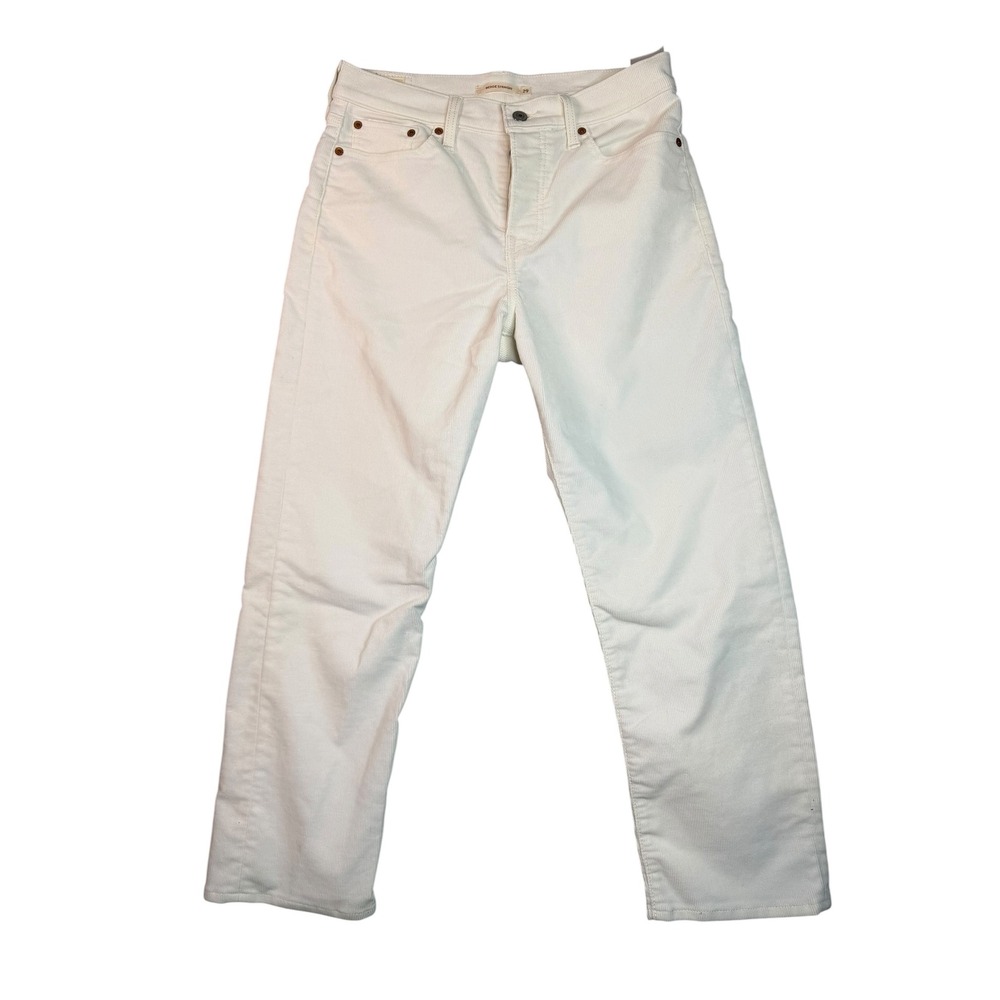 Levis Premium Wedgie Straight Corduroy Pants Off White Cream 29 Womens High Rise